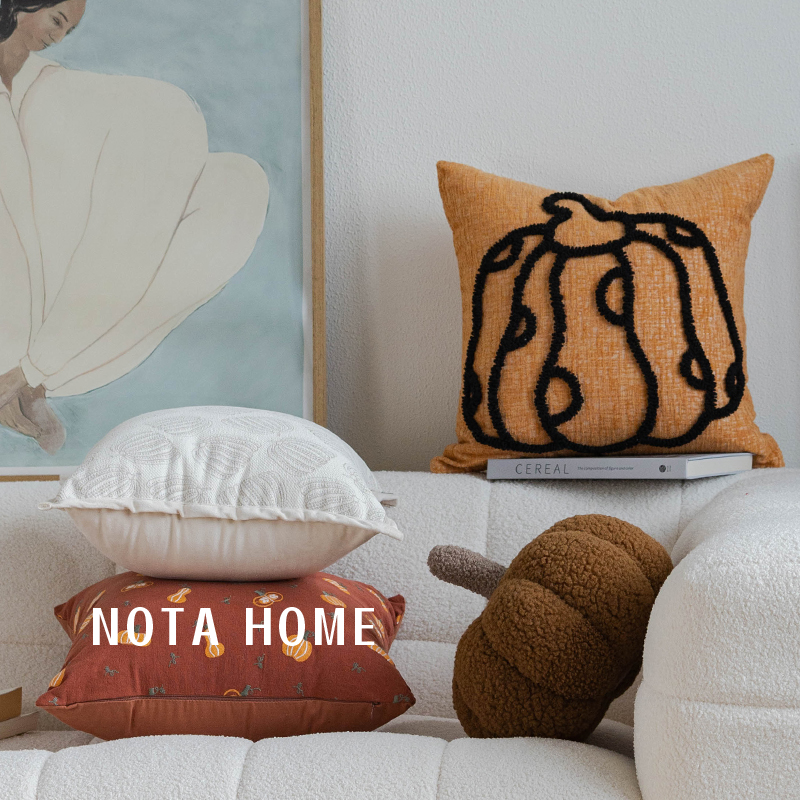 南瓜抱枕套毛绒靠枕万圣节软装饰品Ins风腰枕可爱超软车载腰靠垫 - 图1