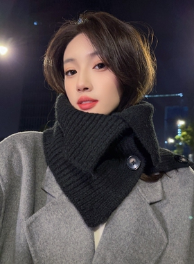 秋冬羊绒羊毛围脖脖套女季围巾韩版纯色防寒保暖护颈针织披肩