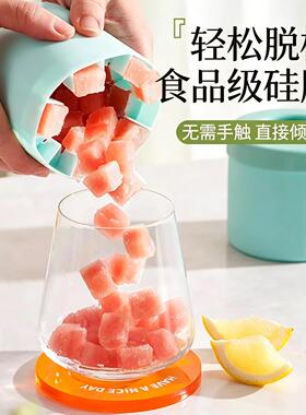 冰格模具制冰筒新款家用软硅胶易脱模冰块模具捏捏杯冰块储存杯