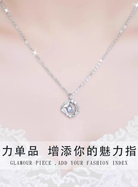 镀银蓝桉与鸟项链七夕礼物女友