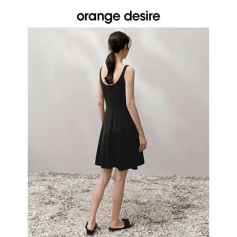 orange desire气质收腰白色连衣裙女2024年夏季新款气质方领显瘦