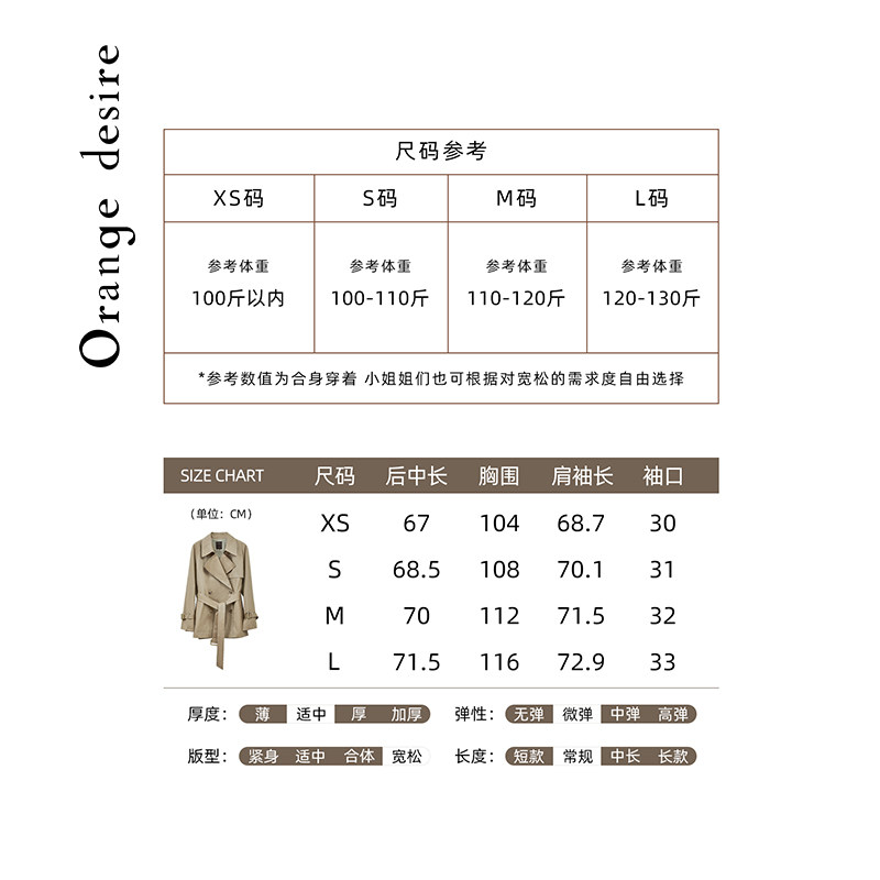 orange desire高级感短款2022风衣 orangedesire风衣