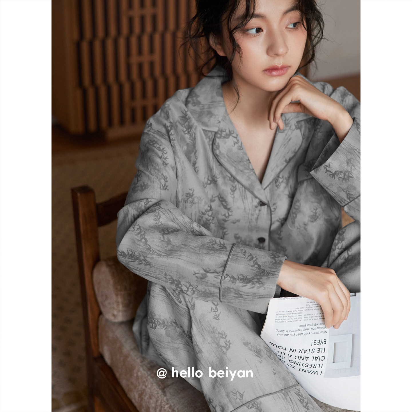 hello beiyan_花园梦境 新中式国风睡衣女春秋季莫代尔棉长袖套装,淘宝优惠券,粉丝福利购,淘宝优惠卷