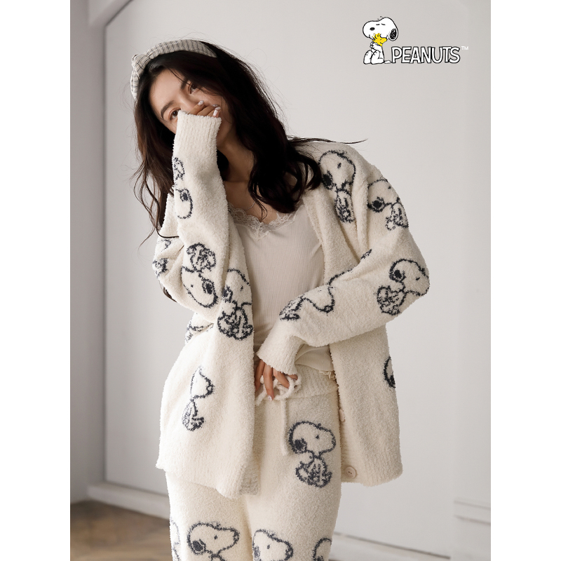 贝妍珊瑚绒情侣秋冬季史努比睡衣 贝妍睡衣/家居服套装