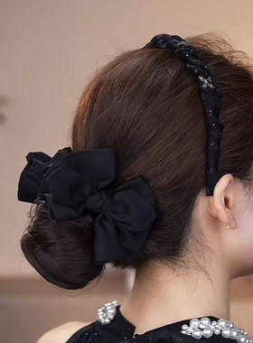 [赫拉王妃]黑色百搭蝴蝶结发夹女 2025新款高级感气质轻盈丸子夹