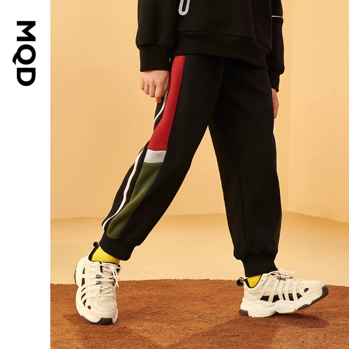 MQD Флисовая летняя одежда, спортивный бархат, трикотажные зимние детские штаны, увеличенная толщина