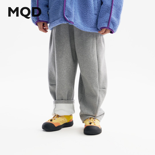 MQD Children's Clothing Children's Velvet Sports Pants 2025 Winter New Men's and Women's Same Style Thickened Warm and Versatile Casual Pants