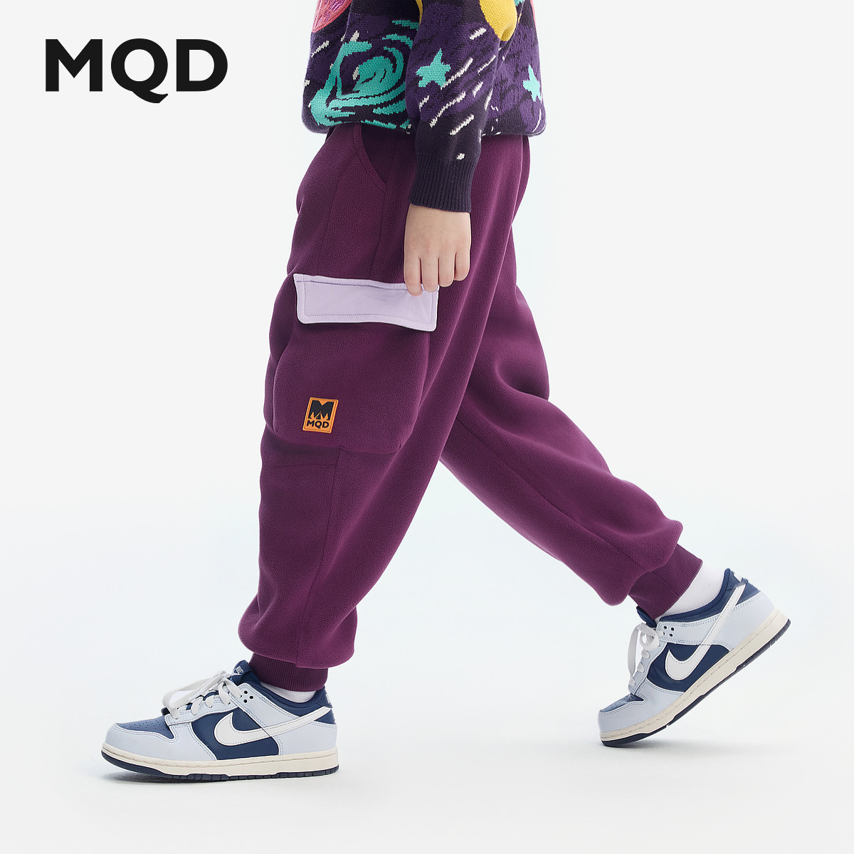 [VIP]MQD童装儿童针织裤2025冬季新款男童加绒加厚保暖宽松束脚裤 - 图0