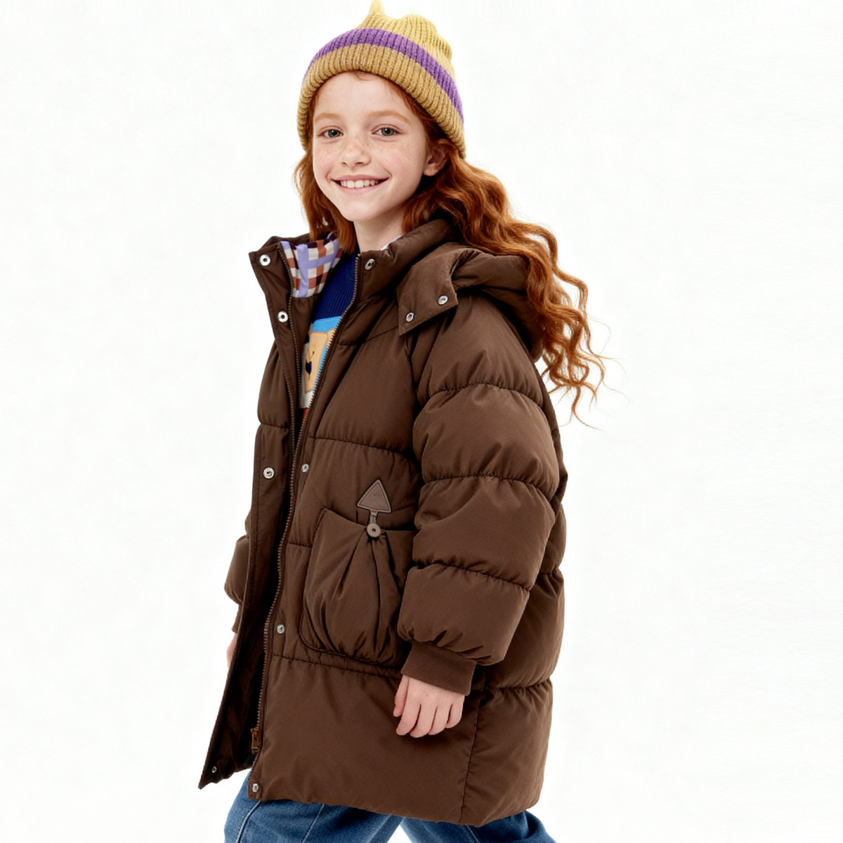 【无氟】MQD童装儿童中长款羽绒服2025冬季新款女童三防连帽外套 - 图2