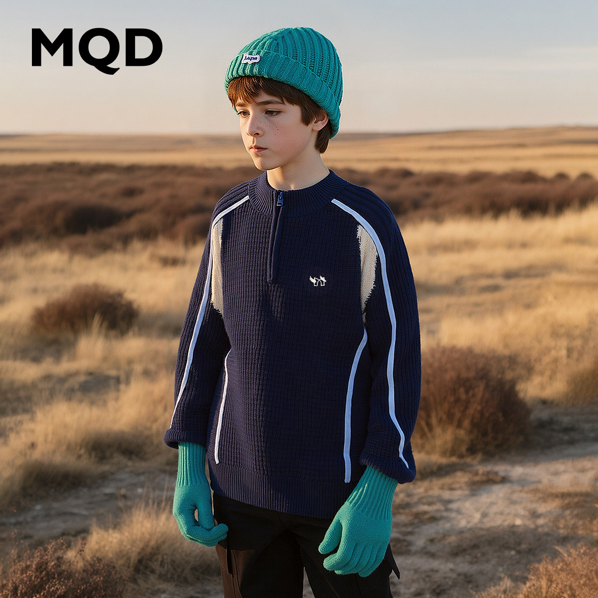 MQD童装男童半开襟毛衣2025秋季新款儿童韩版撞色提花针织衫,淘宝优惠券,粉丝福利购,淘宝优惠卷