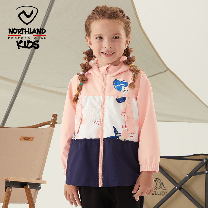 诺诗兰儿童小女童单层冲锋衣秋季新品时尚拼接超级防泼水夹克,淘宝优惠券,粉丝福利购,淘宝优惠卷