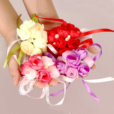 婚庆手环花朵姐妹手花舞蹈伴娘手腕花演出新娘韩式结婚礼唯美腕花 虎窝淘