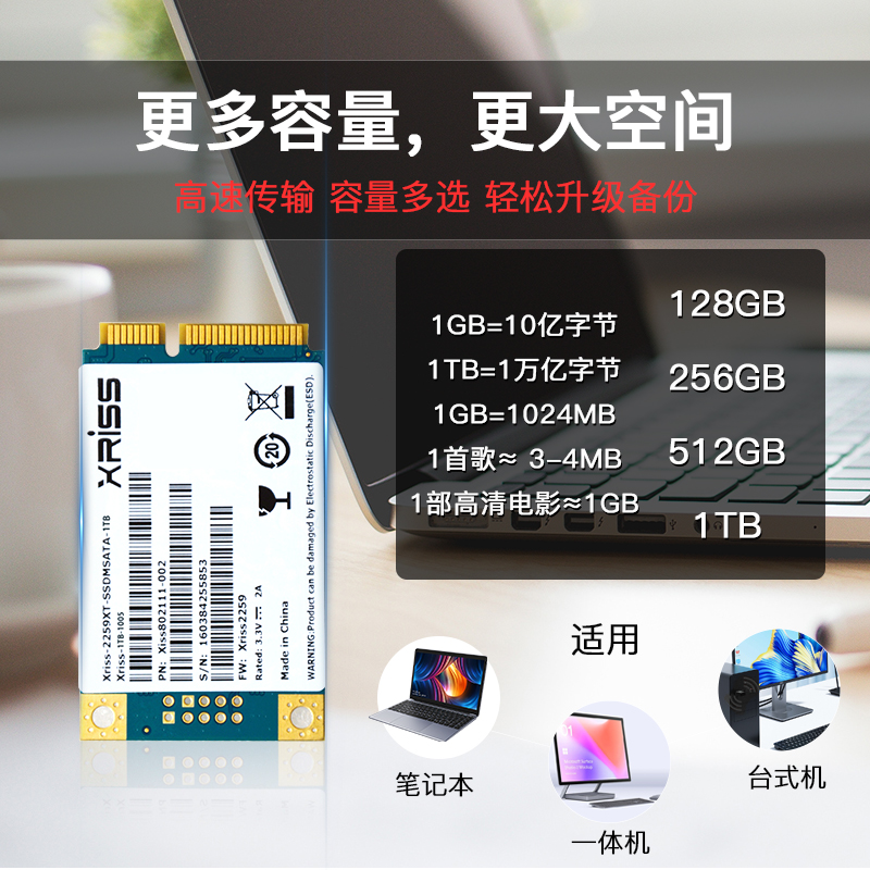 MSATA足容高速固态硬盘SSD笔记本台式电脑扩容升级硬盘256512G1TB - 图1