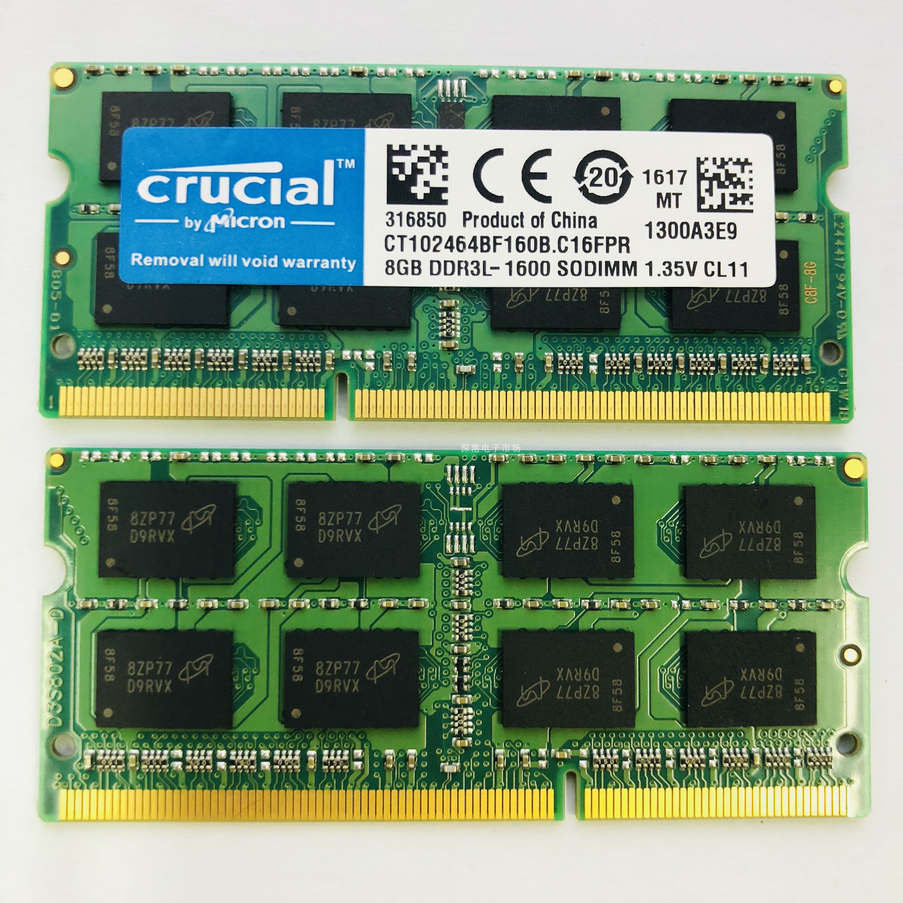 英睿达镁光DDR3 1600MHZ 8G PC3L-12800S低电压1.35V笔记本内存