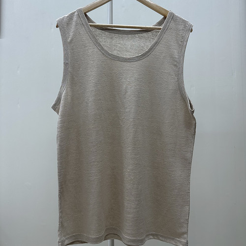 男士100%汉麻背心 纯色舒适宽松吸汗透气 学生爸爸爷爷老人内衣 - 图0