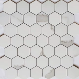 Самостоятельная северная шестиугональная кирпичная туалетная туалетная металлическая алмазная кухня мозаика белая мраморная мраморная плитка ванной комнаты