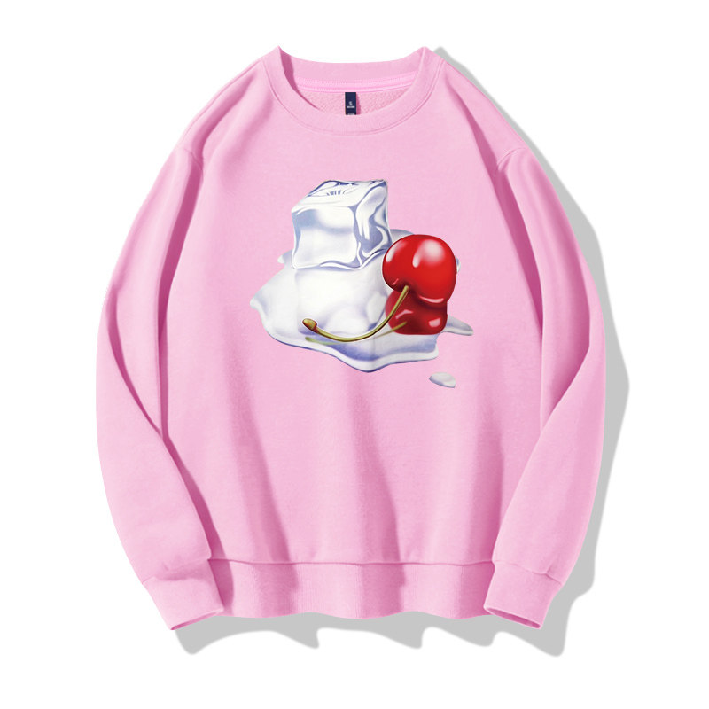 大樱桃印花oversize宽松韩版bf卫衣 靓锦服饰卫衣/绒衫