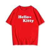 Hello Kitty, белая хлопковая черная футболка, короткий рукав, в корейском стиле
