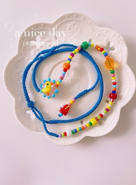 周家同款小红书琉璃编绳女项链