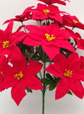 仿真花假花圣诞节批发盆栽四季仿真花草客厅假花花朵一品红仿真花