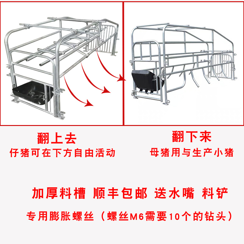 落地式母猪产床保育两用热镀锌猪用定位栏限位栏猪场养殖猪栏猪笼-图2