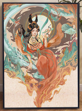 敦煌风星宿女神数字油画diy手工