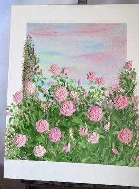 七彩玫瑰园石英砂肌理画di