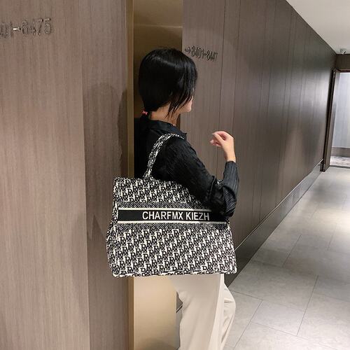 大包包女2026新款潮时尚网红帆布单肩腋下包百搭大容量手提托特包 - 图0