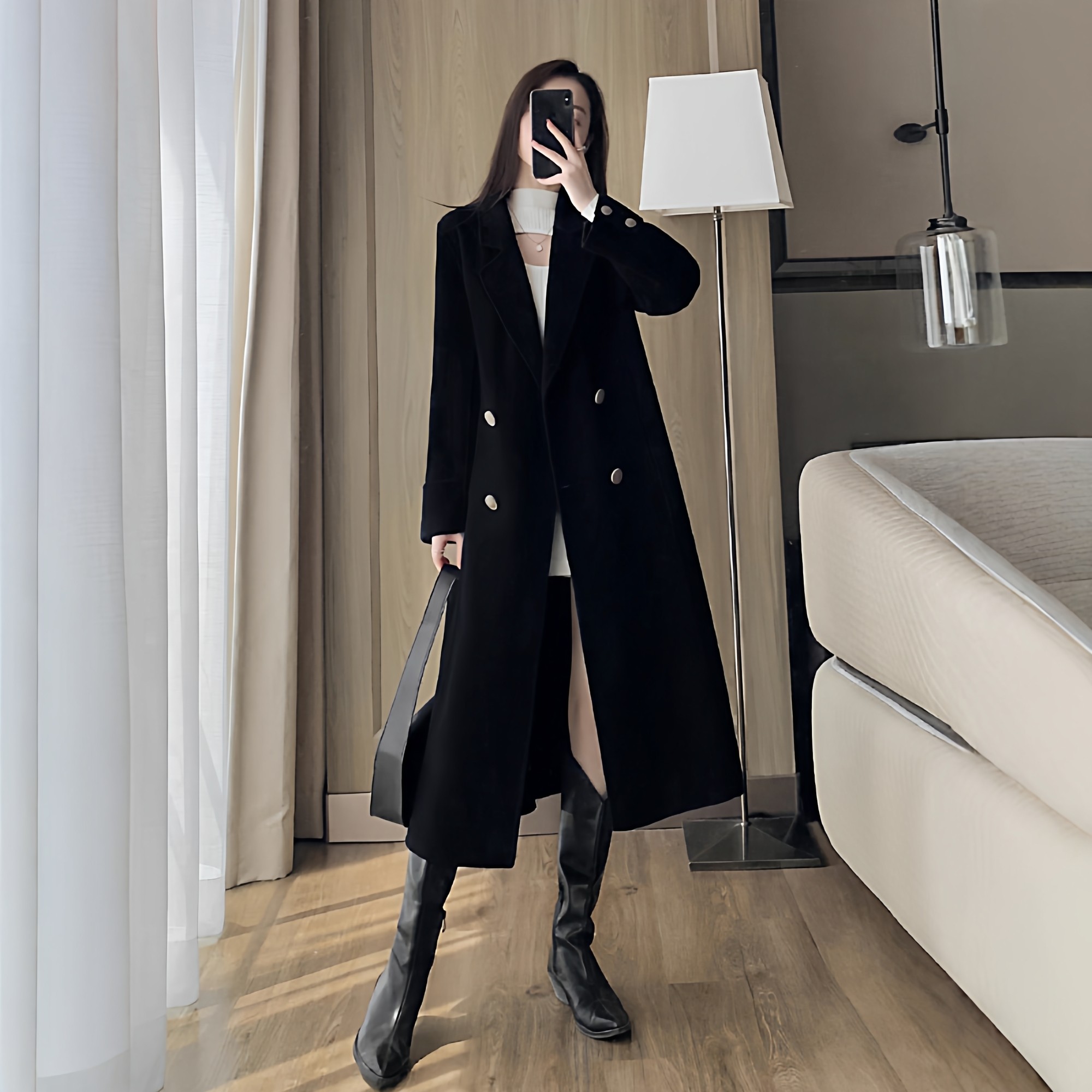 2025年秋冬新款毛呢外套中长款大码呢子大衣双排扣气质高级感外套,淘宝优惠券,粉丝福利购,淘宝优惠卷