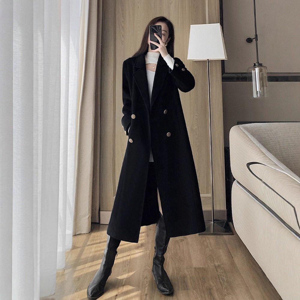 2025年秋冬新款毛呢外套中长款大码呢子大衣双排扣气质高级感外套,淘宝优惠券,粉丝福利购,淘宝优惠卷