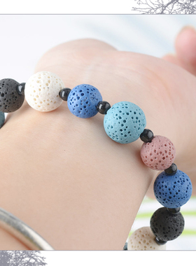 彩色火山石珠扩香编织手绳