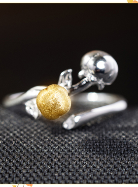 简约文艺风s925银柿柿如意指环