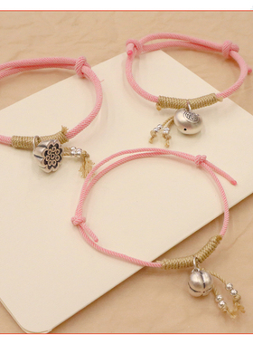 复古银坠福袋抽拉式可调节手链