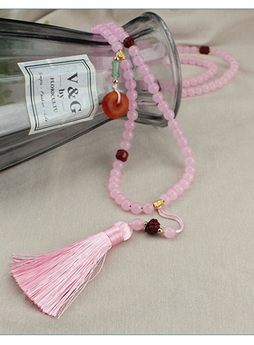 玻璃烤漆珠流苏斜跨项链多色可选