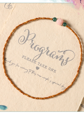 橄榄核竹节粉色莲花珠双圈手链