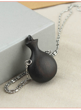 新中式木质小酒壶吊坠毛衣链