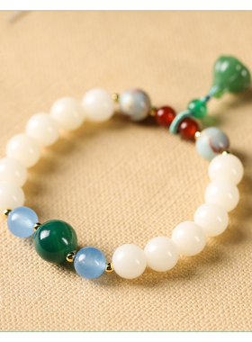 新中式白玉菩提莲蓬穗子单圈手链