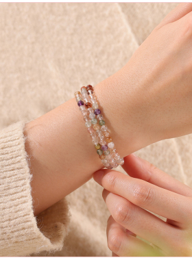 古风淡雅彩色天然石三圈手链