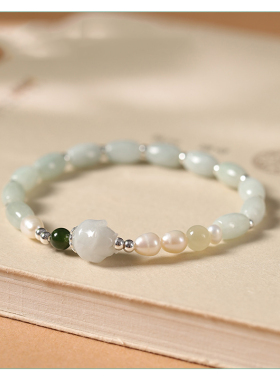 国风文艺椭圆天然石珠单圈手链