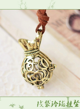 可打开镂空香囊球雕花项链