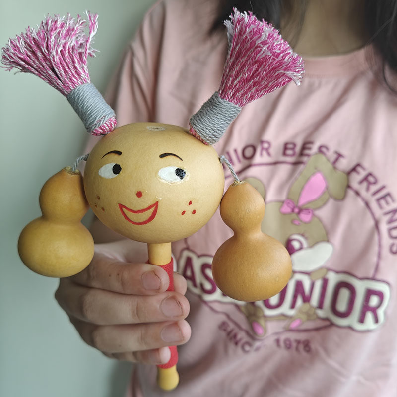 纯天然葫芦手工制作可爱笑脸拨浪鼓宝宝安抚玩具安全可啃咬无涂料,淘宝优惠券,粉丝福利购,淘宝优惠卷