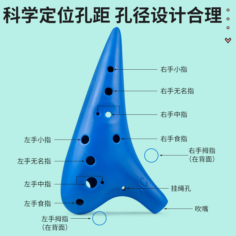 金蝉塑胶树脂中音c调十二孔ac陶笛 音纳乐器陶笛