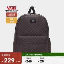 (Courtesy Season) Vans Van Sans official male and female lovers backpack double shoulder bag black grey chessboard Gair spell