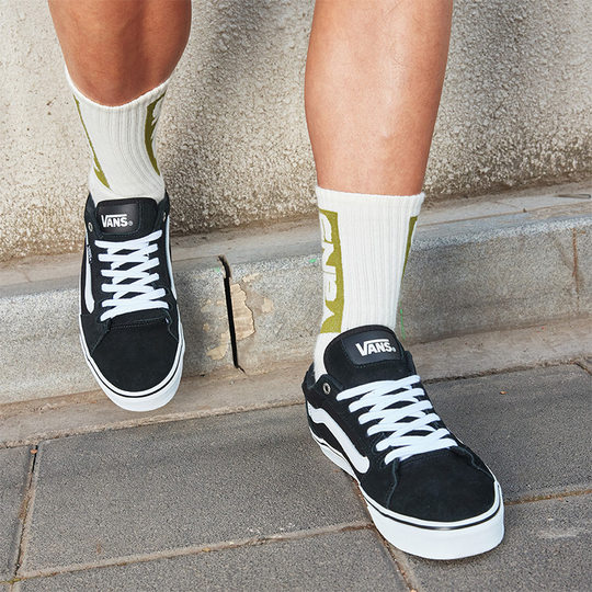 Vans black and white striped retro low-top sneakers official