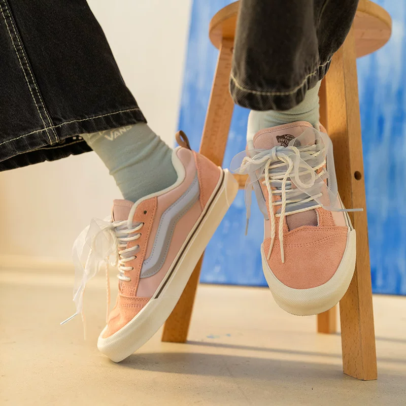 Плитые кроссовки Vans официальные Knu Skool цвет пудровый синий, сочетаются макарон цвет, обувь мужская и женская, кроссовки
