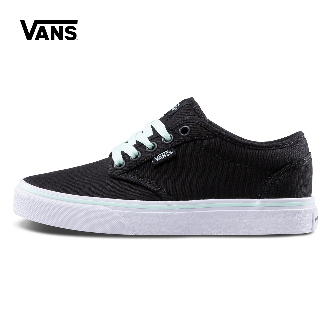 Vans範斯官方正品 黑色低幫女士運動帆布鞋