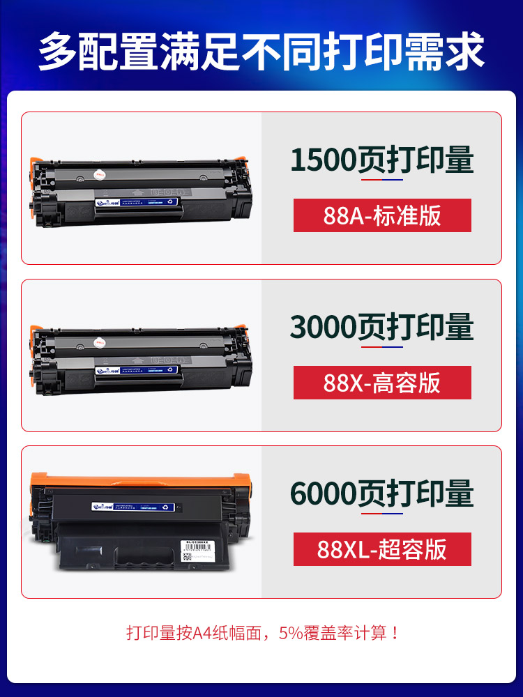 步鲁适用惠普P1108硒鼓P1106打印机hp1108碳粉hp1106墨盒LaserJet-图1