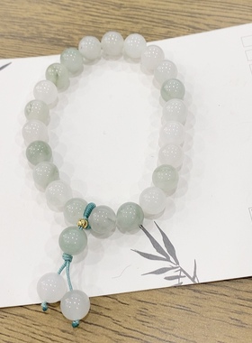 ins小众轻奢天山翠玉石绿色手链女高级感手镯古风手串送闺蜜礼物