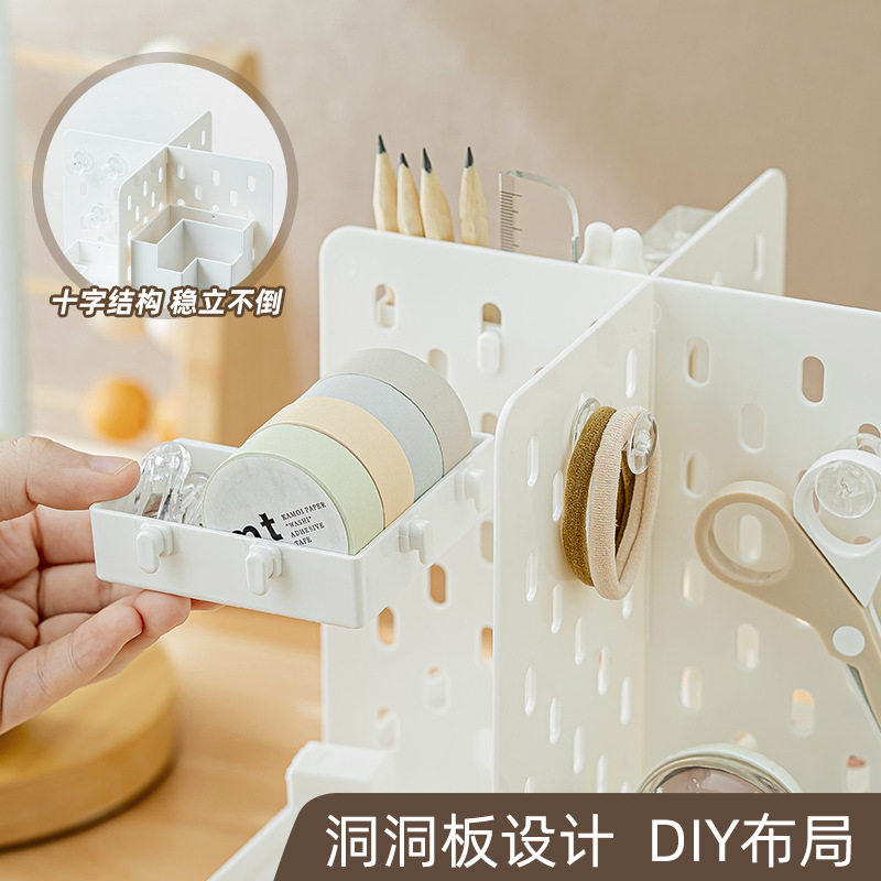 Desktop storage box rotatable hole board drawer-type student pen holder work position shelf desk stationery organization box