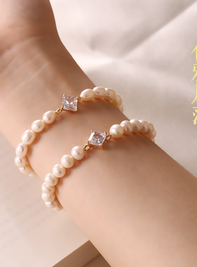 正品天然淡水珍珠手链女款高级感轻奢小众精致简约送女友礼物饰品